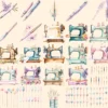 Sewing Watercolor Clipart Bundle - 240+ transparent PNG, Sewing machines illustrations, Sewing kit images, Commercial use, Digital download