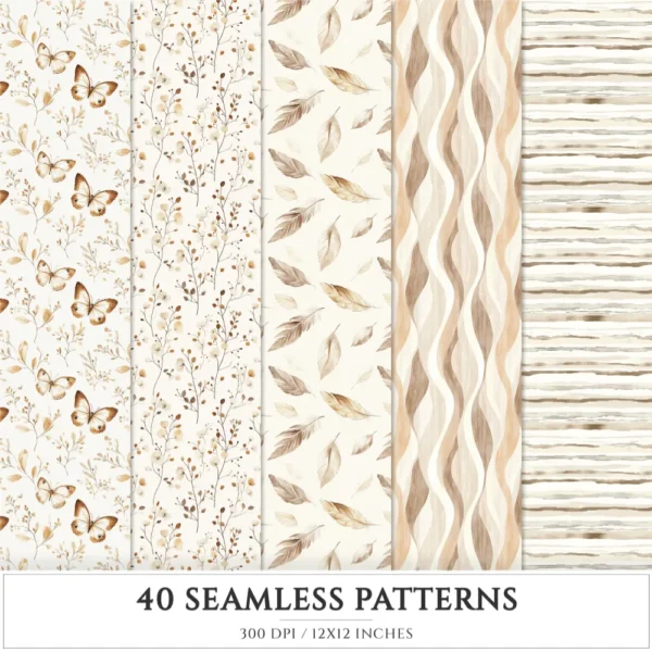 Old Cottage Seamless Patterns, Cottage flowers JPEG, Cottagecore seamless pattern, Floral rustic repeating pattern, Digital scrapbook paper