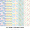 Spring Promenade Seamless Patterns, Spring JPEG, Cherry blossoms pattern, daisies, tulips, Floral repeating pattern, Digital scrapbook paper