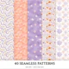 Spring Awakening Seamless Patterns, Whimsical spring JPEG, Floral pattern, Lavender, Spring meadow repeating pattern,Digital scrapbook paper