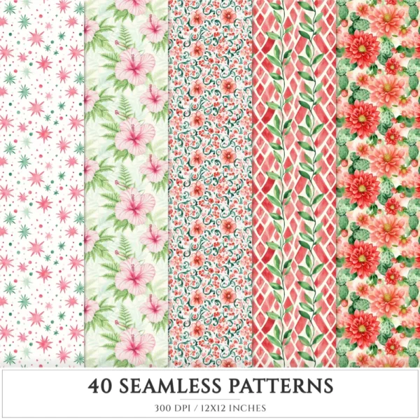 Viva Mexico Seamless Patterns, Cinco de Mayo JPEG, Pinata & cactus pattern, Guitar, Tequila repeating pattern, Digital scrapbook paper