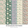 Velvet Reverie Seamless Patterns, Vintage Fashion JPEG, Pink pastel rose pattern, Emerald, Antique repeating pattern,Digital scrapbook paper