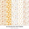 Autumn Planner Seamless Patterns, Cozy autumn JPEG, Maple leaves pattern, Acorns, Plaid, Pumpkins repeating pattern, Digital scrapbook paper