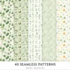Summer Garden Seamless Patterns, Summer floral JPEG, Gardening pattern, Birds, Gingham, Vegetable repeating pattern, Digital scrapbook paper
