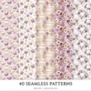 Plum Mood Seamless Patterns, Cozy autumn JPEG, Mushroom pattern, Floral, Plaid, Autumn leaves repeating pattern, Digital scrapbook paper
