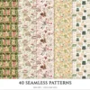 Forest Bibliotheca Seamless Patterns, Autumn library JPEG, Book pattern, Reading, Falling leaves repeating pattern, Digital scrapbook paper