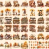 Autumn Whispers Watercolor Clipart Bundle - 360+ transparent PNG, Warm autumn graphics, Seasonal leaf png, Commercial use, Digital download