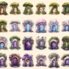 Forest Fairy Doors Watercolor Clipart Bundle - 210+ transparent PNG, Whimsical storybook png, Forest doors, Commercial use, Digital download