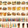 Beer Watercolor Clipart Bundle - 305+ transparent PNG, Craft beer illustrations, Lager and ale png images, Commercial use, Digital download