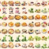Breakfast Foods Watercolor Clipart Bundle - 500+ transparent PNG, Breakfast plate graphics, Early meal png, Commercial use, Digital download