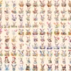Bunnies Watercolor Clipart Bundle - 1018+ transparent PNG, Cute rabbit illustrations, Whimsical bunny png, Commercial use, Digital download