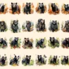 Black Bears Clipart Bundle - 200+ transparent PNG, Woodland creature illustrations, Majestic bear graphics, Commercial use, Digital download