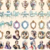 Baroque Era Watercolor Clipart Bundle - 288+ transparent PNG, Elegant baroque graphics, Historical images, Commercial use, Digital download