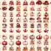 Burgundy Fall Watercolor Clipart Bundle - 672+ transparent PNG, Autumn burgundy images, Seasonal leaf png, Commercial use, Digital download
