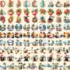 Tropical Christmas Watercolor Clipart Bundle - 790+ transparent PNG, Exotic tropic holiday image,Festive png,Commercial use,Digital download
