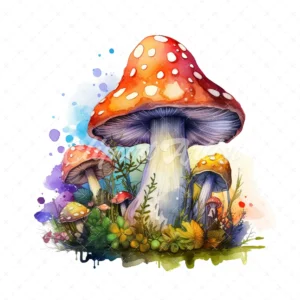 20 High-Quality Magic Mushrooms Clipart - Magic mushrooms digital watercolor JPG instant download for commercial use - Digital download