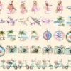 Around the World Watercolor Clipart Bundle - 312+ transparent PNG, Cute travel graphics, Travel png images, Commercial use, Digital download