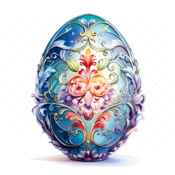 19 High-Quality Ornate Eggs Clipart - Ornate eggs digital watercolor JPG instant download for commercial use - Digital download