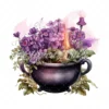 20 High-Quality Floral Cauldron Clipart - Floral cauldron digital watercolor JPG instant download for commercial use - Digital download