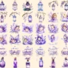 Fairy Dust Watercolor Clipart Bundle - 325+ transparent PNG, Fairytale purple graphics, Whimsical lilac art, Commercial use,Digital download