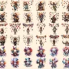 Scary Clowns Watercolor Clipart Bundle - 325+ transparent PNG, Creepy halloween graphics, Spooky clown art, Commercial use, Digital download