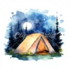 20 High-Quality Night Lighting Tents Clipart - Lighting tents digital watercolor JPG instant download for commercial use - Digital download