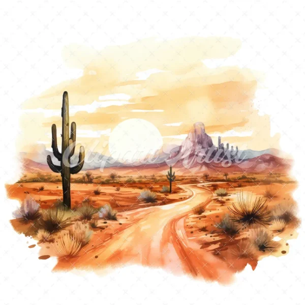 20 High-Quality Desert Clipart - Desert digital watercolor JPG instant download for commercial use - Digital download