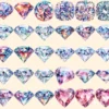 Diamonds Watercolor Clipart Bundle - 270+ transparent PNG, Elegant gem graphics, Sparkling jewel images, Commercial use, Digital download