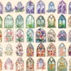 Floral Church Windows Watercolor Clipart Bundle - 340+ transparent PNG, Sacred graphics, Floral glass art, Commercial use, Digital download