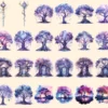 Nightforest Fairies Watercolor Clipart Bundle - 197+ transparent PNG, Magical illustrations, Fantasy images, Commercial use,Digital download