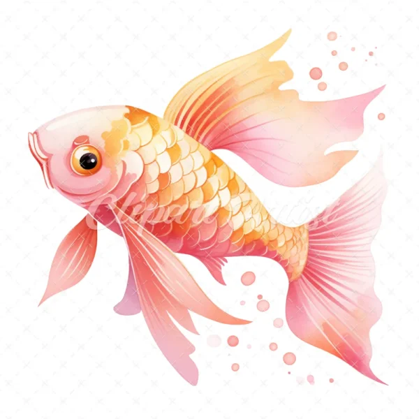 20 High-Quality Baby Pink Koi Fish Clipart - Koi fish digital watercolor JPG instant download for commercial use - Digital download