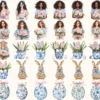 Grandmillenial Easter Watercolor Clipart Set - 260+ transparent PNG, Easter toile graphics, Chinoiserie png, Commercial use,Digital download