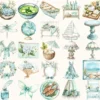 Coastal Serenity Watercolor Clipart Set - 233+ transparent PNG, Sunny beach graphics, Summer seaside art, Commercial use, Digital download