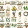 Herbal Wellness Watercolor Clipart Set - 230+ transparent PNG, Lavender apothecary graphics, Springtime art, Commercial use,Digital download