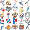 Puerto Rico Watercolor Clipart Set - 240+ transparent PNG, Summer island illustrations, Caribbean graphics, Commercial use, Digital download
