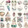 Moroccan Escape Watercolor Clipart Set - 235+ transparent PNG, Summer travels graphics, Moroccan decor art, Commercial use, Digital download