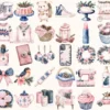 Blush Winter Watercolor Clipart Set - 258+ transparent PNG, Christmas graphics, Winter holiday png images, Commercial use, Digital download