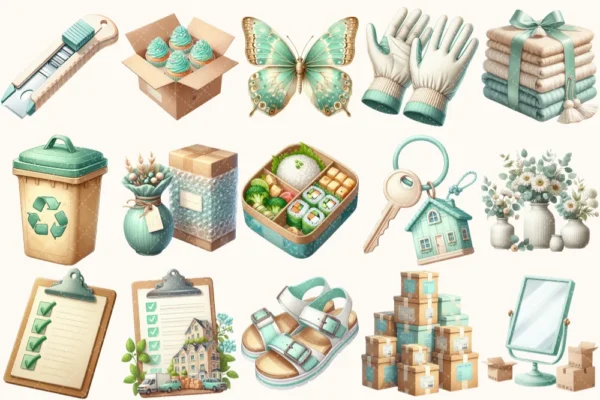 Moving Clipart Set - 110+ transparent PNG, New home illustrations, Interior decor graphics, Moving day art, Commercial use, Digital download