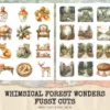 Whimsical Forest Wonders Fussy Cuts - Woodland, Forest, Animal, Collage sheets, Digital Sticker, Ephemera, Junk Journal Kit,Digital download