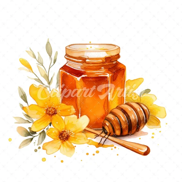 20 High-Quality Honey Clipart - Honey bee digital watercolor JPG instant download for commercial use - Digital download