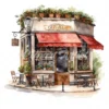 22 High-Quality Cafe Storefronts Clipart - Cafe storefronts digital watercolor JPG instant download for commercial use - Digital download