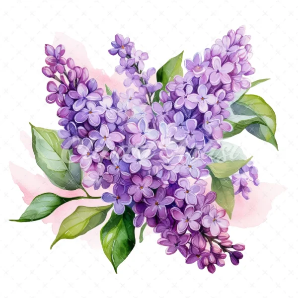 20 High-Quality Lilac Clipart - Lilac flower digital watercolor JPG instant download for commercial use - Digital download