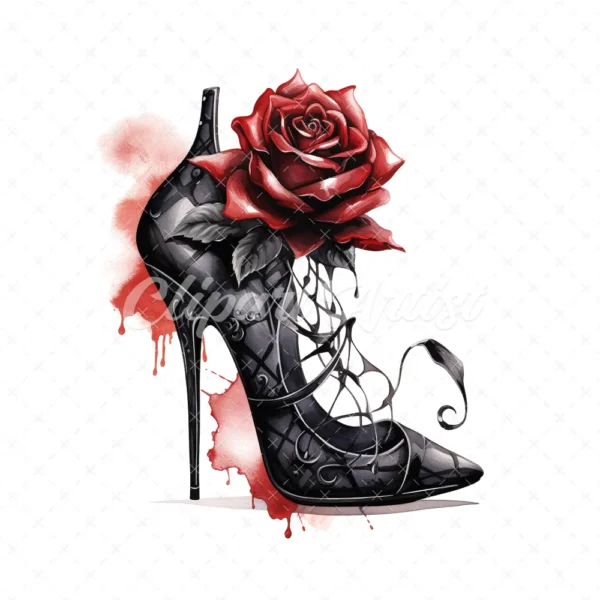 20 High-Quality Rose Gothic High Heels Clipart - Gothic heels digital watercolor JPG instant download for commercial use - Digital download