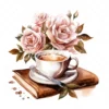 20 High-Quality Floral Coffee Books Clipart - Coffee books digital watercolor JPG instant download for commercial use - Digital download