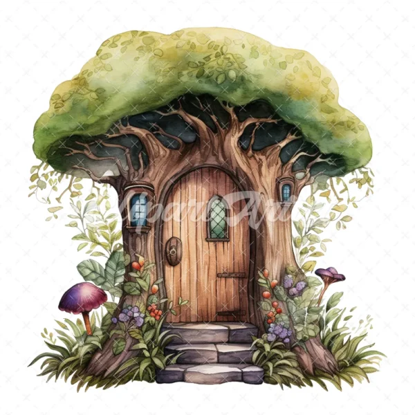 21 High-Quality Forest Fairy Doors Clipart - Forest fairy door digital watercolor JPG instant download for commercial use - Digital download