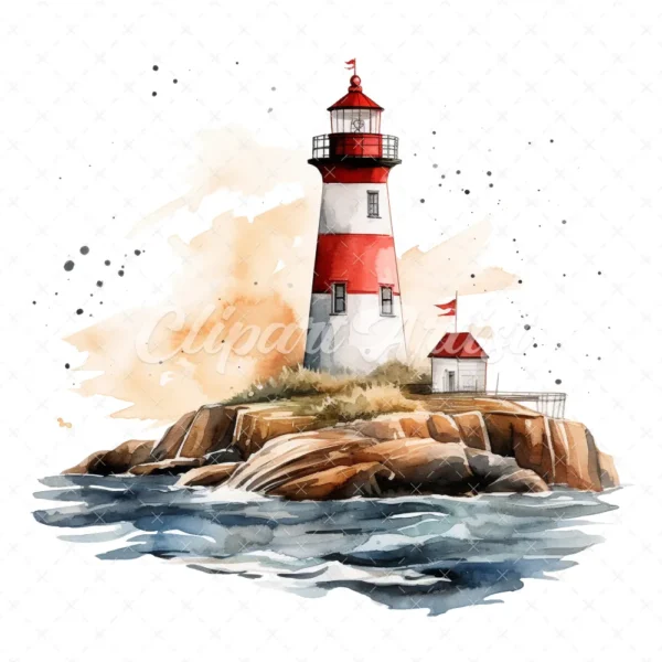 20 High-Quality Lighthouses Clipart - Lighthouses digital watercolor JPG instant download for commercial use - Digital download