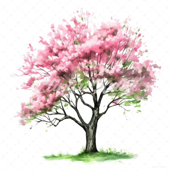 20 High-Quality Spring Trees Clipart - Spring trees digital watercolor JPG instant download for commercial use - Digital download