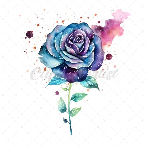 19 High-Quality Galaxy Flowers Clipart - Galaxy flowers digital watercolor JPG instant download for commercial use - Digital download