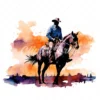 20 High-Quality Western Cowboy Silhouette Clipart - Cowboy digital watercolor JPG instant download for commercial use - Digital download