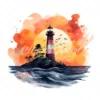 20 High-Quality Sunset Lighthouse Clipart - Sunset lighthouse digital watercolor JPG instant download for commercial use - Digital download